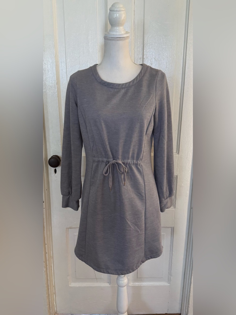 A New Day Cozy Grey Athleisure Lounge Sweatshirt Dress Tie Waist - Size XS